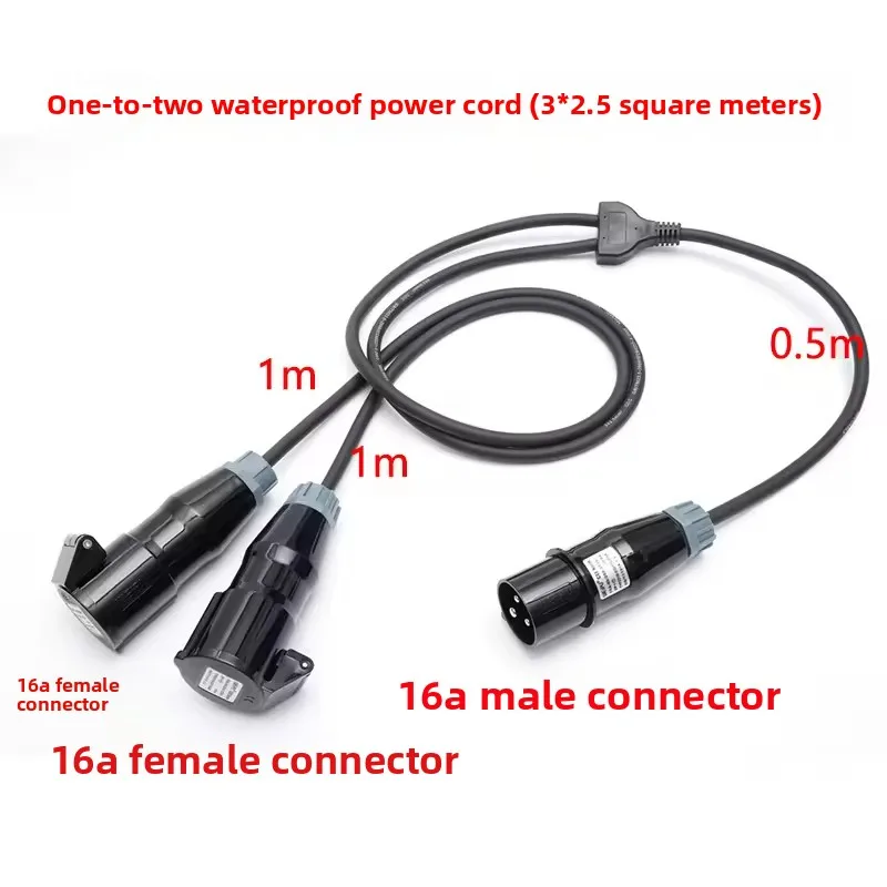 Multiple Groups Connecting Cable Stage Power Cord 1-to-2 Splitter 16A Male to Dual Female Connector Audio and Video Accessories