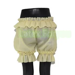 Mid Waist Blooms Handmade Latex Shorts Catsuit Women Rubber Gummi Loose Underpant Panties NO Zipper Medium Casual Swimwear