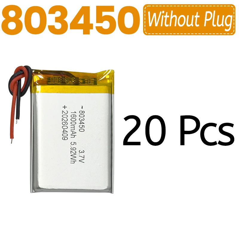 803450-1500mAh 3.7V Lithium Battery Polymer LiPo Rechargeable with PH2.0mm Connector for MP3 DVD Pad Camera GPS Laptop Bluetooth