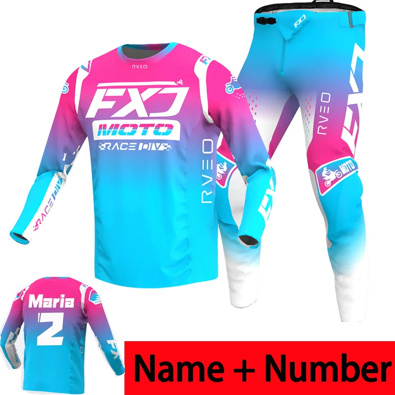 

2024 racing suit FXJ pink motocross jersey and pants set mx bmx motorbike clothing dirt bike gear enduro