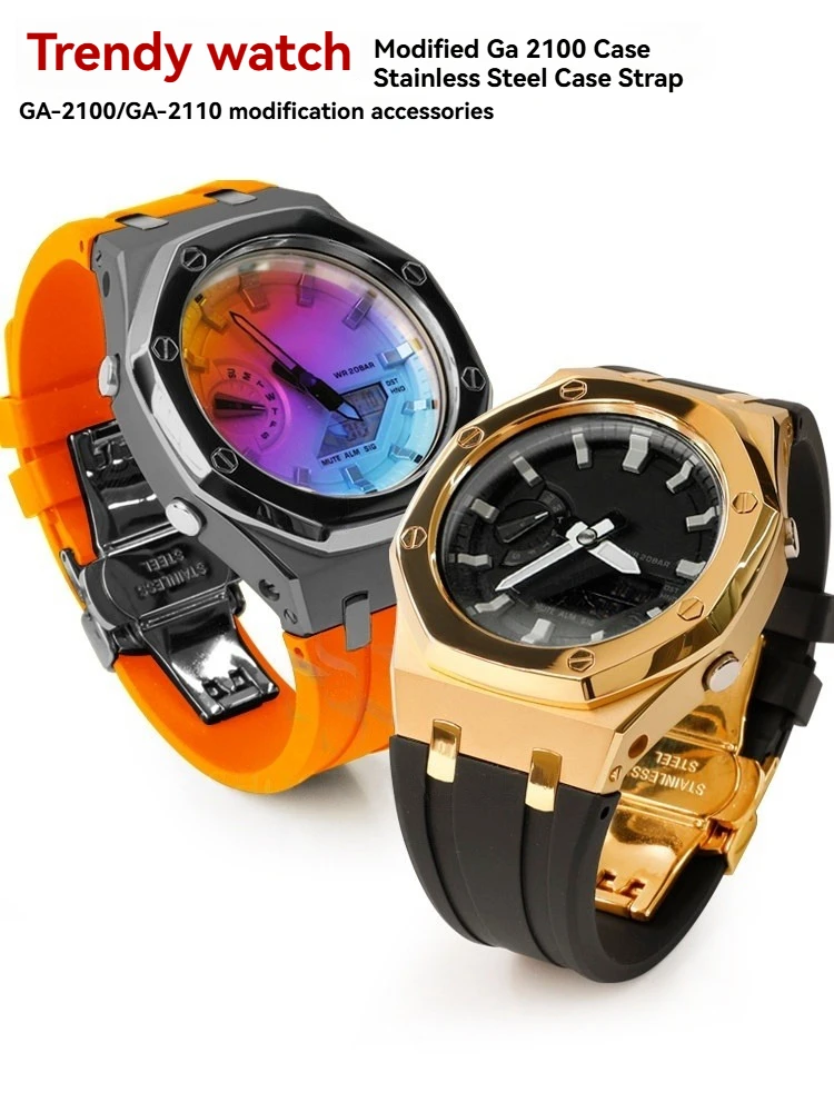 

Modified Ga2100 Stainless Steel Case Rubber strap Suitable Mod Kit For Casioak GA-B2100 GA-2100/2110 Replacement Parts Wholesale