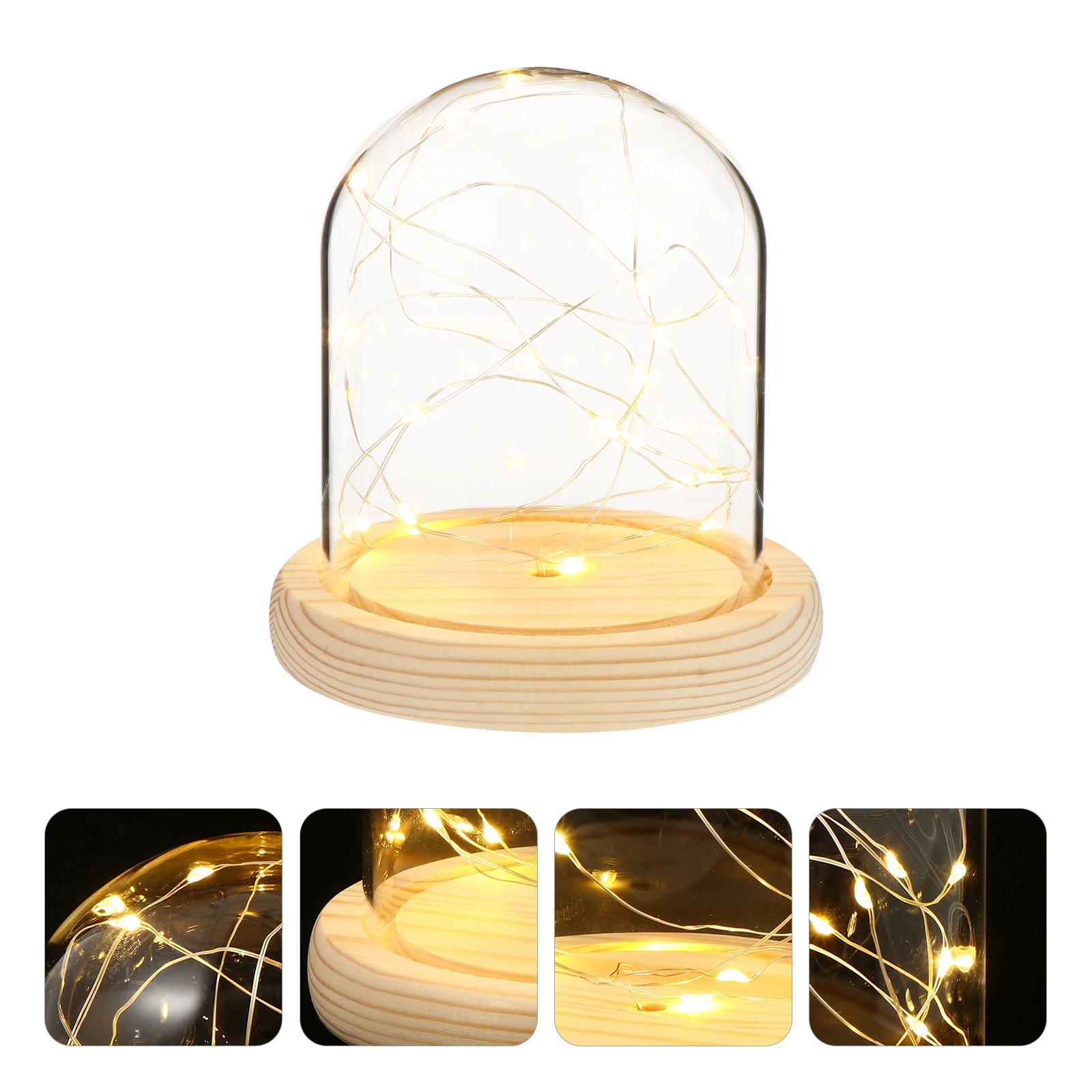 

LED Star Table Lamp Dome Bedside Light Wooden Base Powered Night Light Home Party Gifts