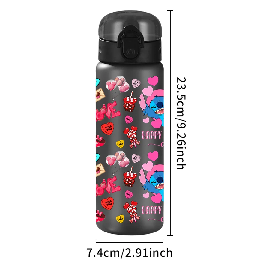 1Pc Disney, Stitch, Angel, 26oz Plastic Water Bottle Sports Water Cup with Lift Rope Birthday/Back To School Gift