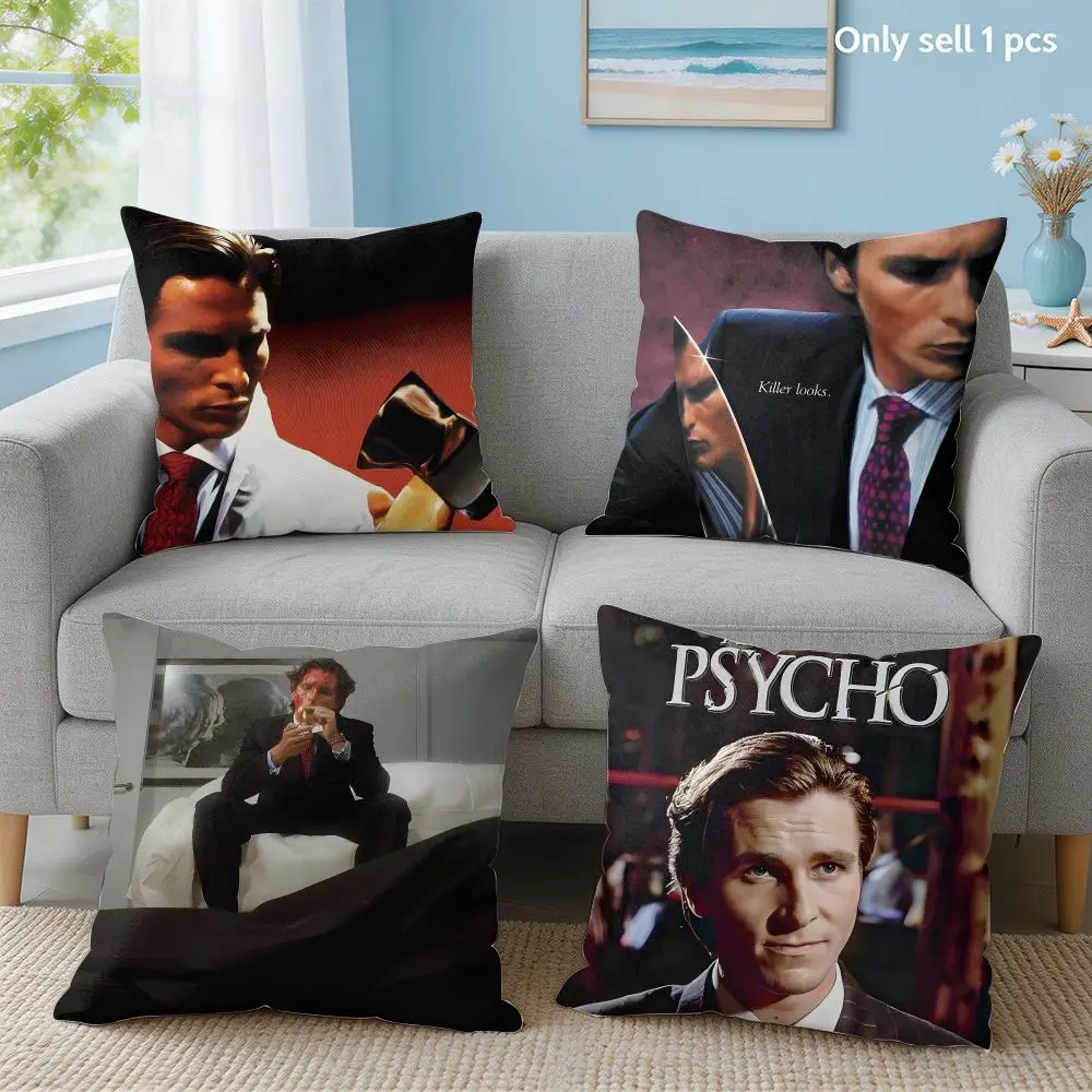 movie a-American Psycho Cushion Cover Soft Short Plush Throw Pillow Cover Hidden Zipper Cutecore Sofa Bedroom Home Decor