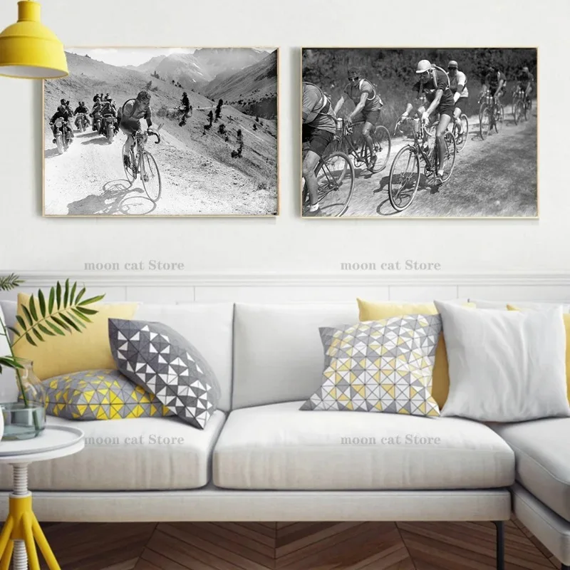 France Cycling Race Poster Black White Vintage Photography Frederico Bahomontes Canvas Painting Bike Wall Pictures Home Decor