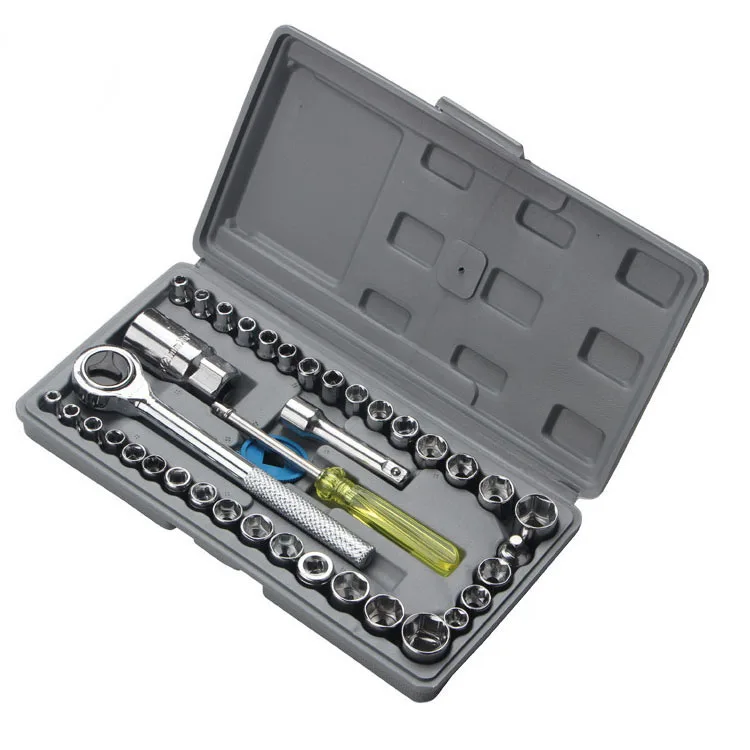 

40 Piece Socket Ratchet Wrench Set Hardware Tool Box Auto & Motorcycle Tool Sleeve Set Tool Kit