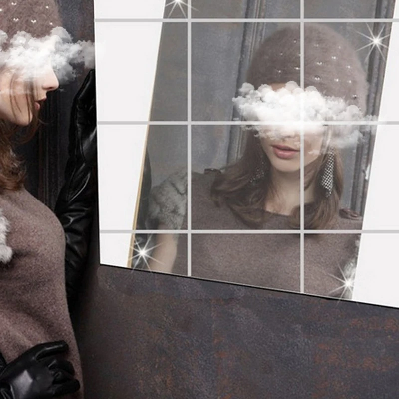 

DIY Mirror Wall Stickers Bathroom Self-adhesive Paper 15*15cm DIY Mirror Wall Paste Self-adhesive PET Full Body Soft Mirror