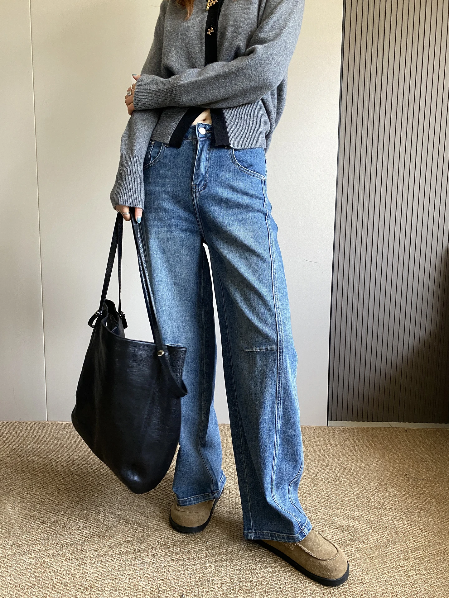 

Blue Scimitar Casual Jeans Women's High Waist Loose Slimming Wide Leg Pants Scythe Pants Spring 2026 New Sle Casual Straigh...