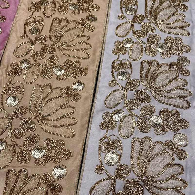 1 Yards Gold Thread Lace Fabric Sofa Barcode Clothing Accessories Handmade Embroidery Ribbon Accessories