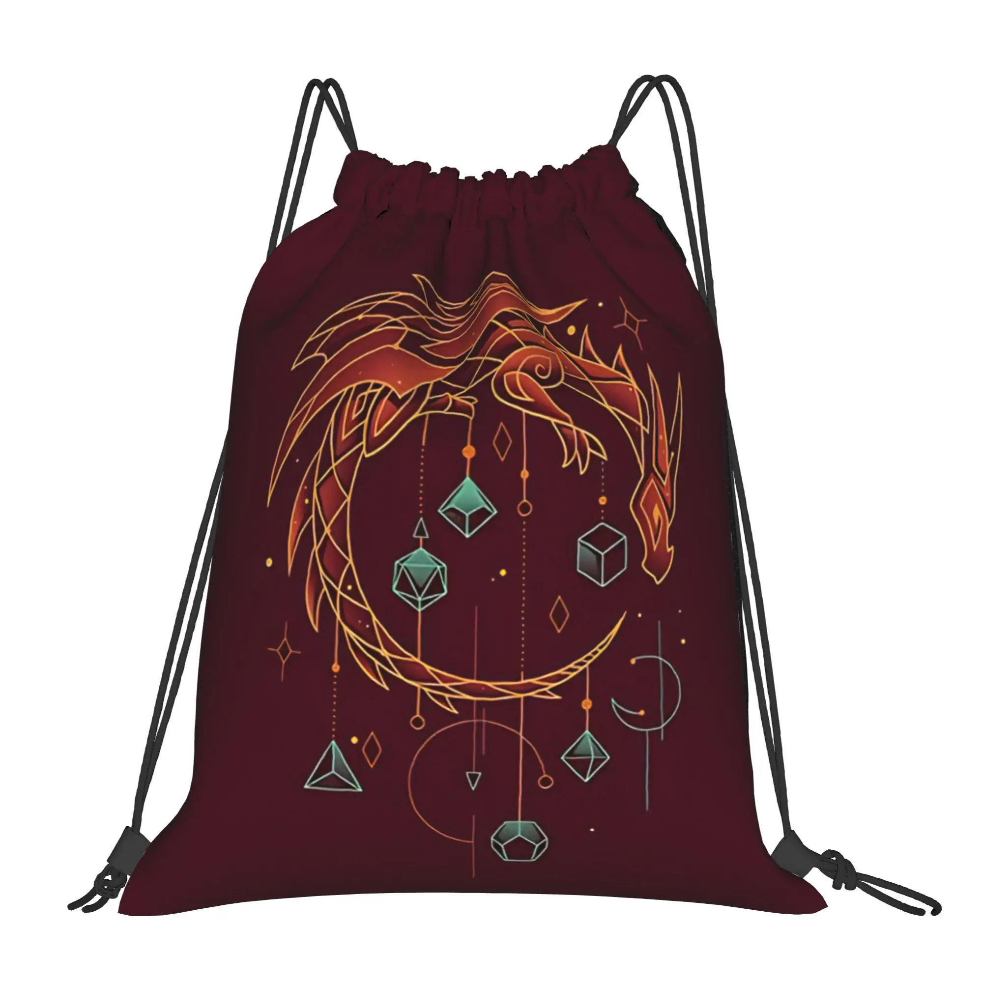 DND Balance Dragon Design Portable Sports Riding Gym Drawstring Storage Sporty Backpacks