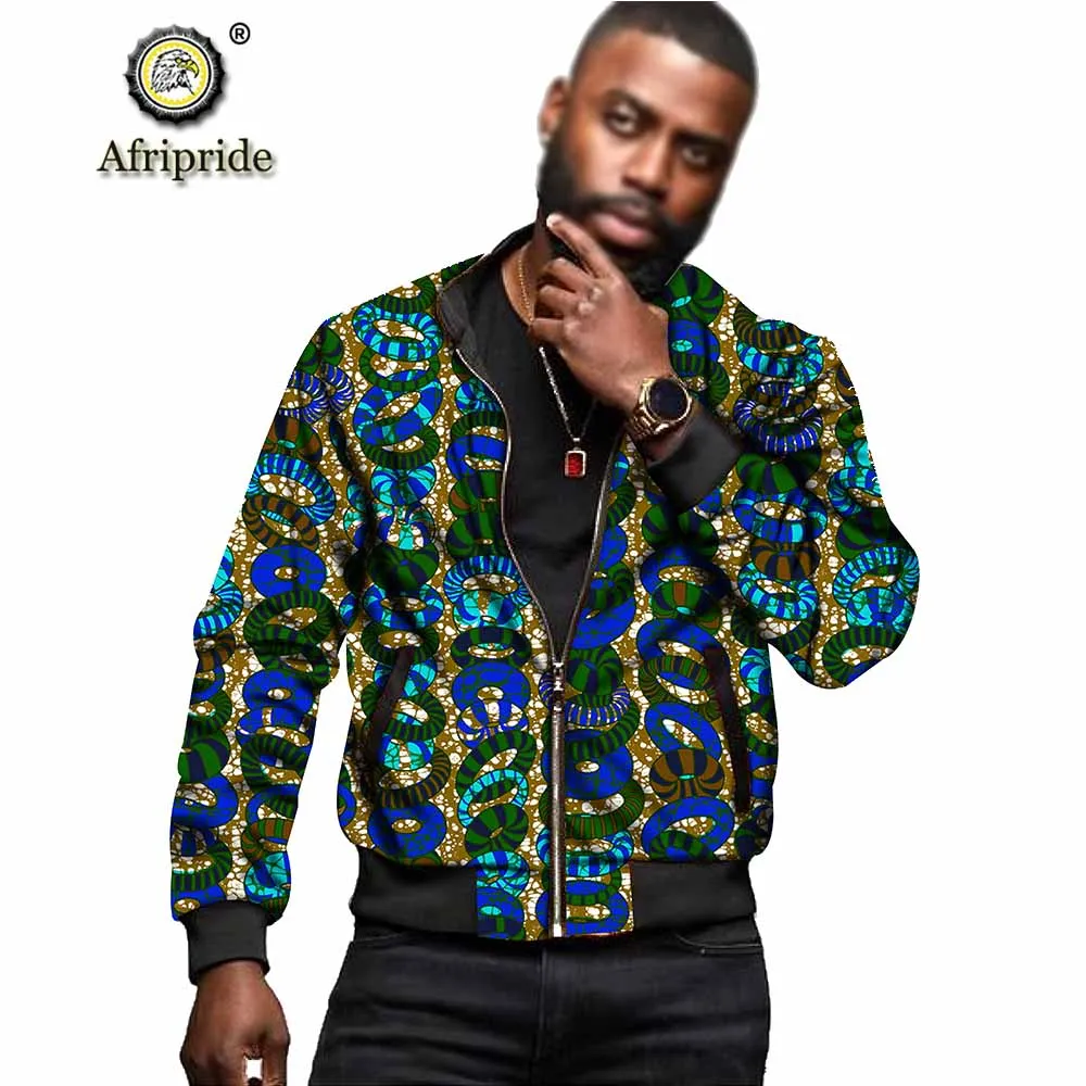 2024Mens Jacket African Dashiki Print Classic Zipper Biker Bomber Jacket Short Coats Outwear AFRIPRIDE S1914002