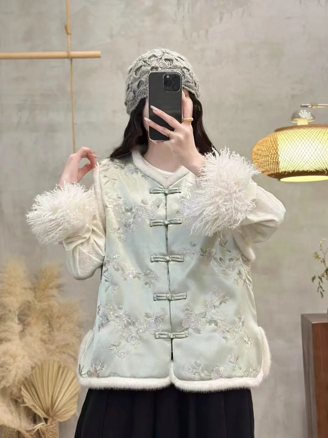 

Winter Thiened Embroidered Vintage Buttonl Cotton Vest Warm Cotton Quilted Svel Top Commute Sle round Ne Design