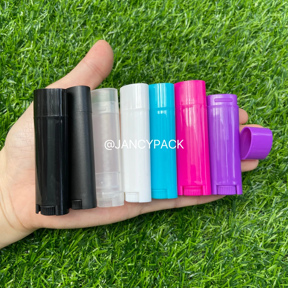 

4.5g colorful Empty Oval Lip Balm Tube Plastic White Solid Perfume Deodorant Containers Portable Makeup Lipstick Tubes