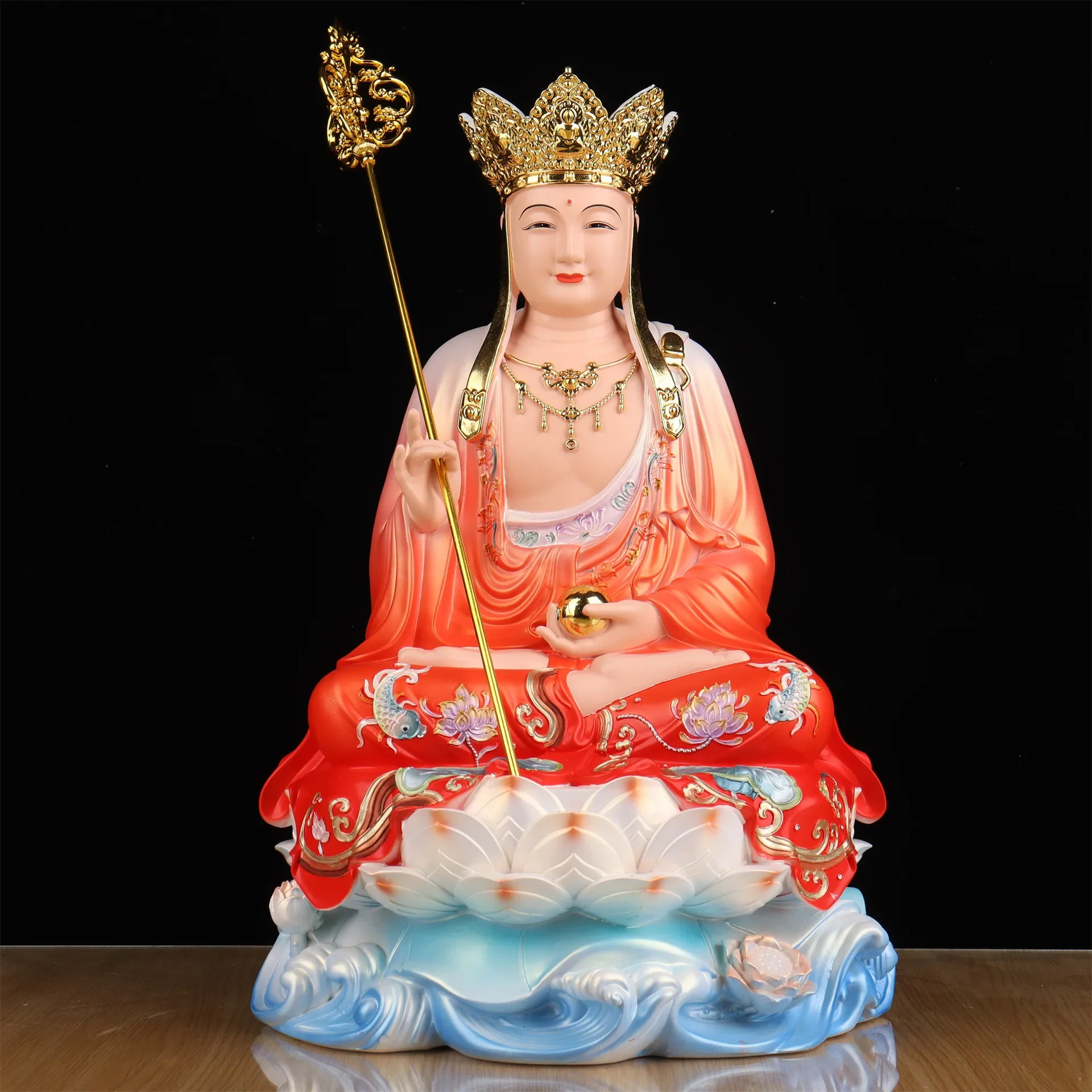 DSAThe whole hall Buddha Resin Saha Three Sages Sakyamuni Guanyin Bodhisattva Kizo Maitreya Buddha home offering ornament