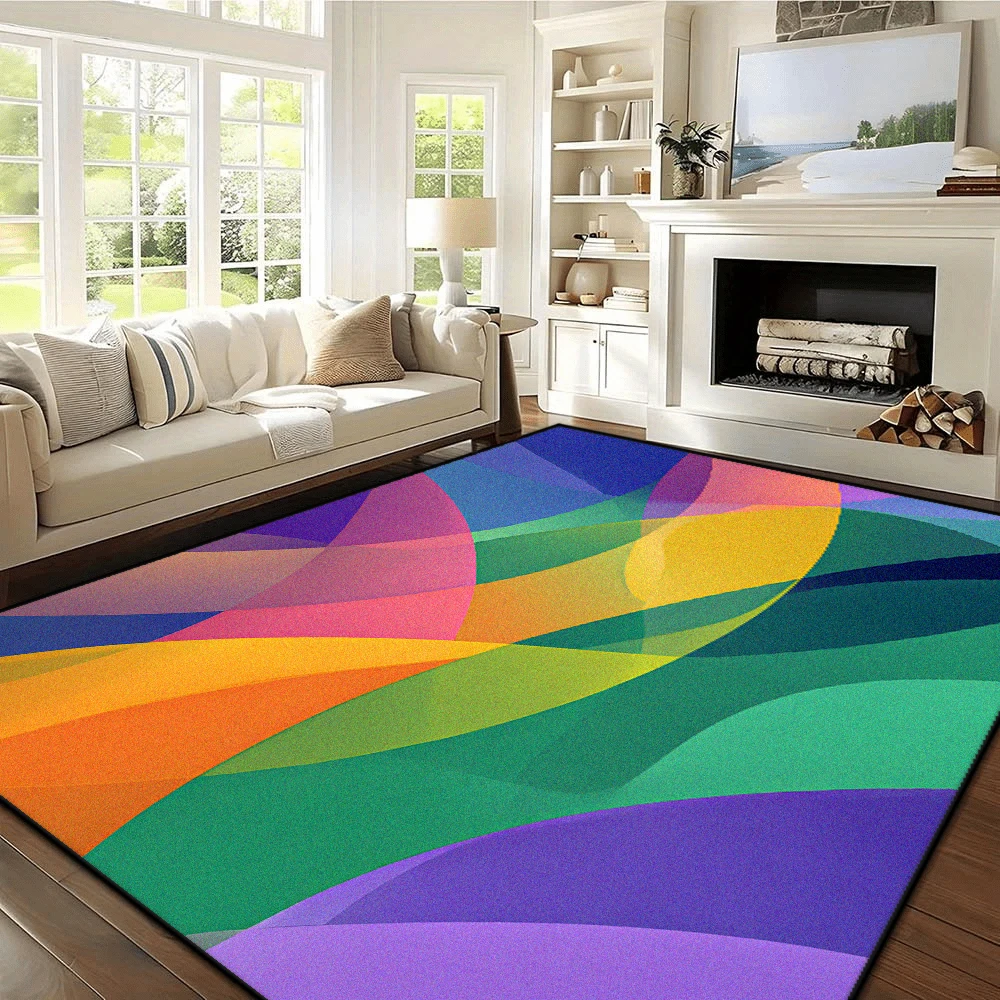 Multicolour Abstract Rugs for Bedroom Carpets for Living Room Easy Care Cloakroom Non-slip Floor Mat Large Area Lounge Carpet