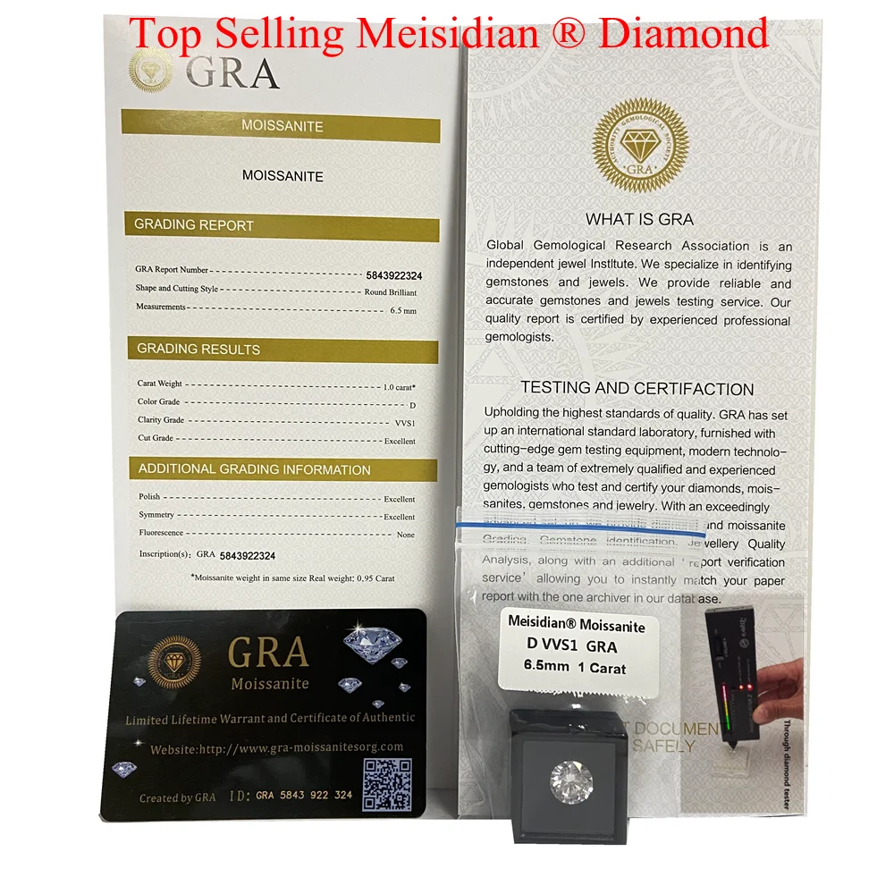 

4mm-14mm Hearts And Arrows Cut Moissanite 1ct 6.5mm D Color VVS1 Clarity Loose Synthetic Round Stone Price
