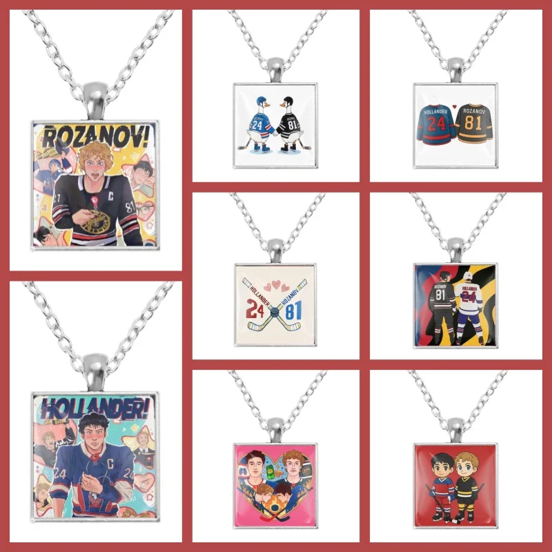 25mm Square Necklace TV H-Heated Rivalry Character Shane Hollander/Ilya Rozanov  Handmade Pendent Accessories Fans Gift