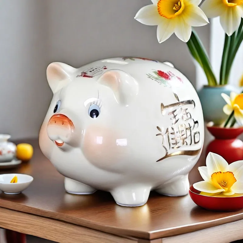 Hucha de cerámica creativa, tarro de ahorro para monedas, caja fuerte oculta de cerámica, escultura decorativa para habitación, huchas para cambio infantil