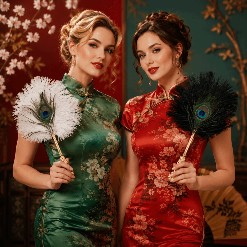 Chinese Style Ostrich Feather Fan Exquisite Portable Elegant Handheld Fans Soft Fluffy Classical Dance Hand Fans