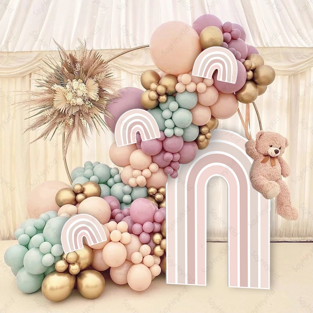 36/67Inch Pink Castle Kt Board Hot Air Balloon Cutour Baby Shower Birthday Girls Boho Party Backdrop Photo Props Cardboard Decor