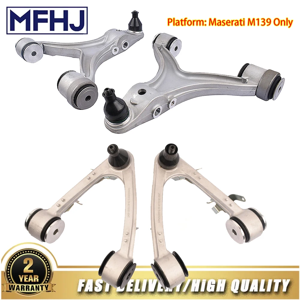 

New 4Pcs Front Lower + Upper Control Arms For Maserati Quattroporte GranTurismo 980139891, 980139892, 980139894, 980139893