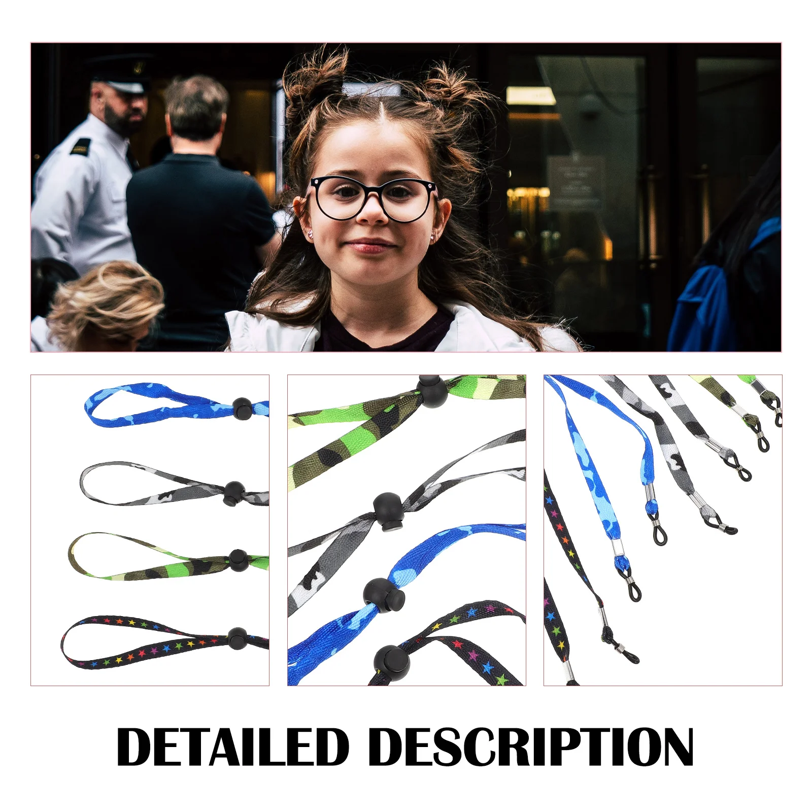 

4Pcs Sunglasses Lanyard Strong Polyester Glasses Rope Adjustable Anti-Slip Eyewear Strap for Daily Wear Outdoor