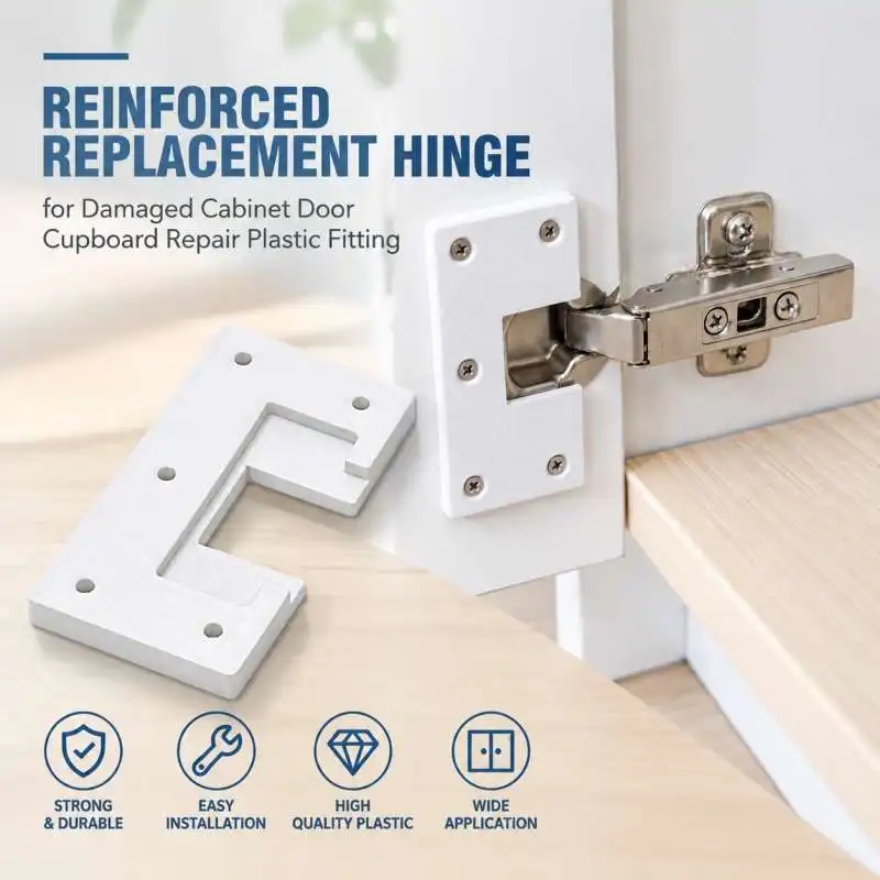 Reinforced Replacement Hinge for Damaged Cabinet Door Cupboard Repair Plastic Fitting