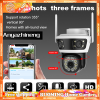 6K 12MP WiFi Camera Outdoor Triple Screen Triple Lens AI Auto Tracking 6MP Dual Lens IP Camera 360-degree HD Surveillance Camera