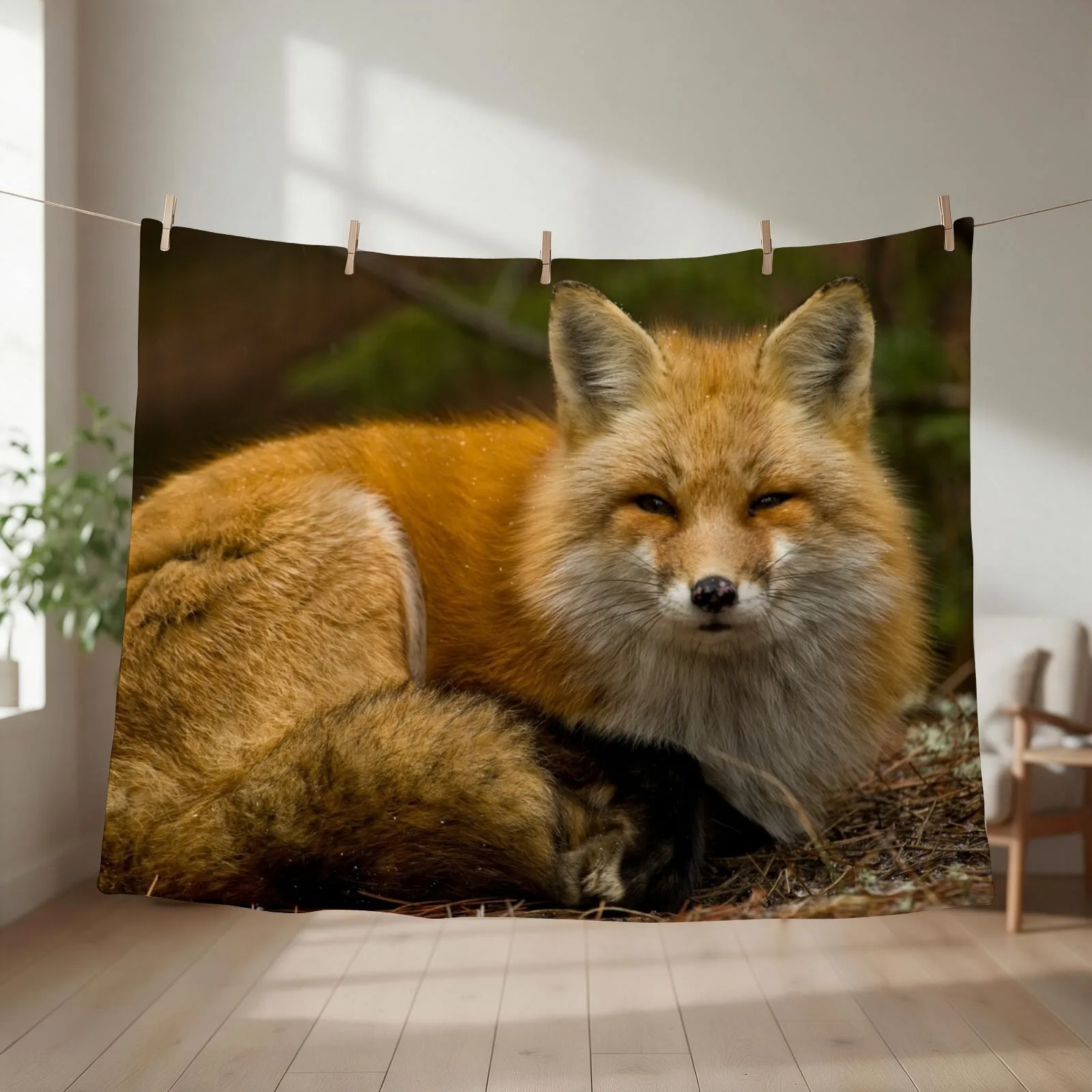 Red Fox Throw Blanket For Sofa Thin Cute Softest Camping Blankets