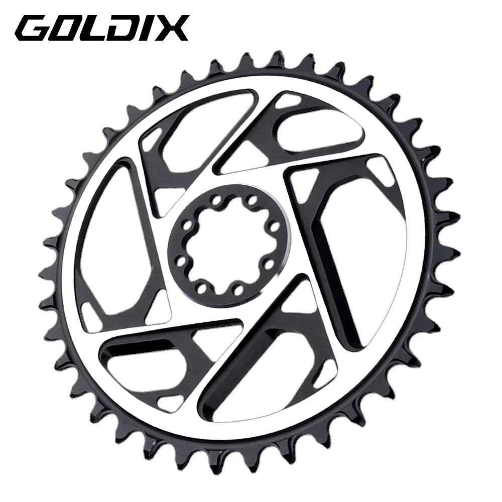 

Велосипедная звездочка GOLDIX с 8 болтами, смещенная 3 мм, 7075, алюминиевый сплав с ЧПУ, полые широкие узкие зубья 36T/38T для SRAM ETAP AXS KRAFT RED