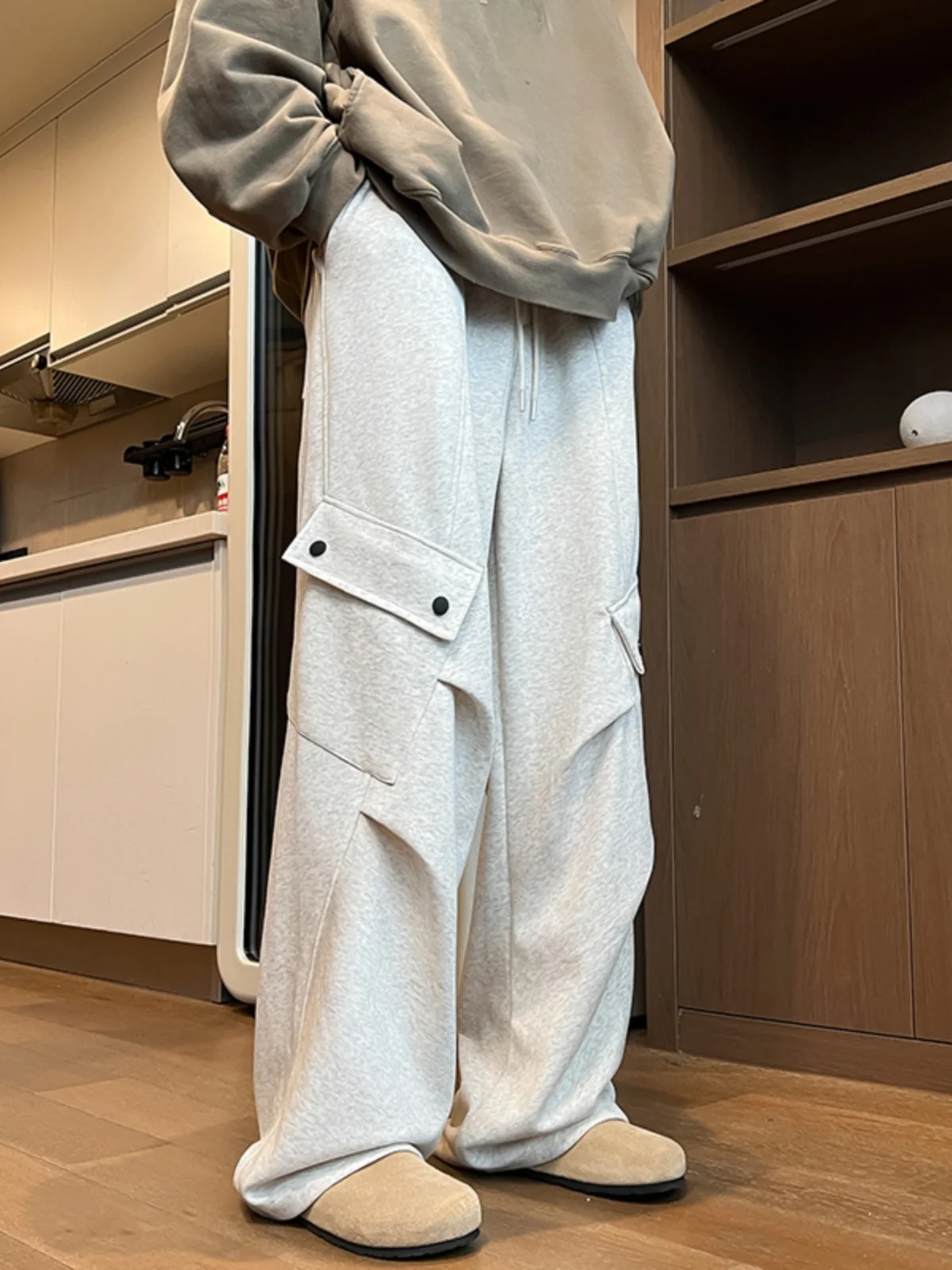 

Men's Casual Wide Leg Pants Spring Autumn 2024 New Sle Drapey Loose Straight Cut American Retro Floor-Length Trousers