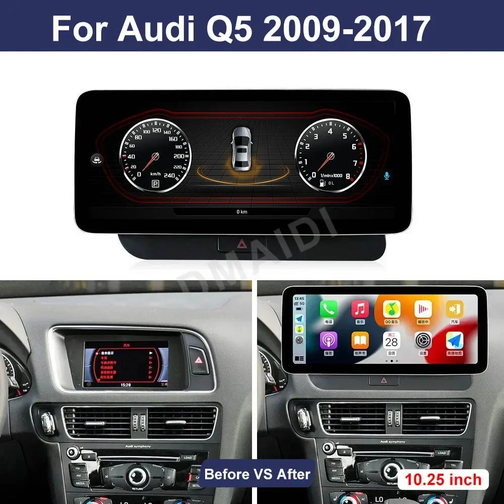 Android13 GPS Navigation 12.5inch For AUDI Q5 2009-2016 8G+128G wiress Carplay Auto Car Radio Stereo Video Player WIFI