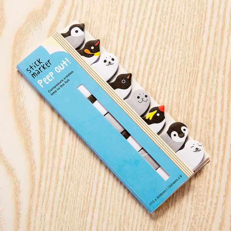 8 Piece Stationery Cartoon Animals Marker Memo Pad Bookmark Flags Index Tab Sticky Scrapbooking Notes Label Paper Stickers