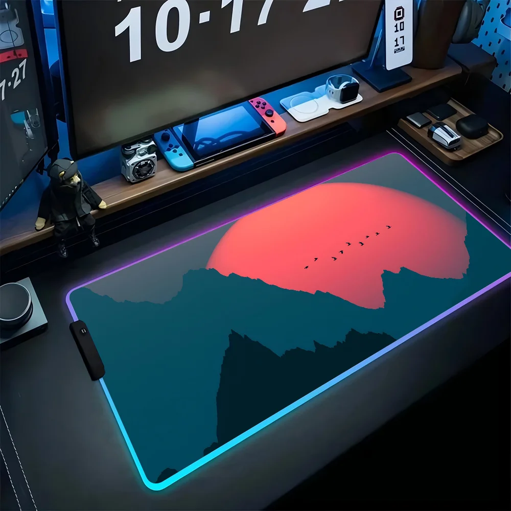 

Snow Mountain Mousepad XXL RGB Gaming Mouse Pads HD Black Gamer Accessories Large LED