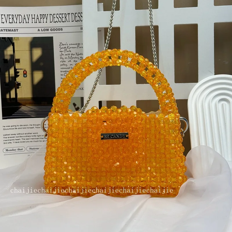 

Finished Product Simple High-end Handmade Beaded Sparkling Woven Self-made Inner Bag Phone Chain Strap Women's Crossbody Bags