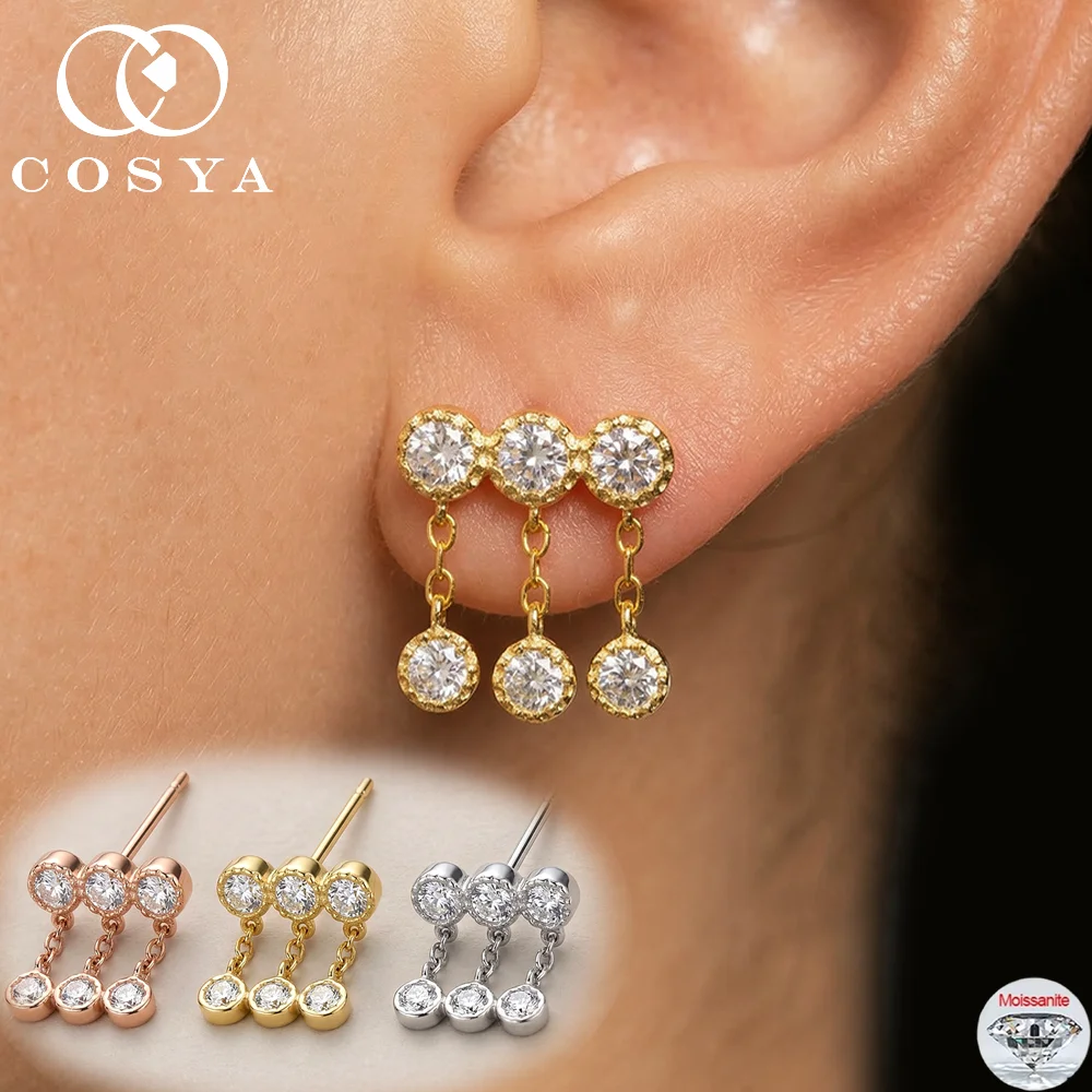 

COSYA Full Moissanite Drop Earrings for Women S925 Sterling Silver Luxury Quality Waterdrop Wedding Party Jewelry Certificate