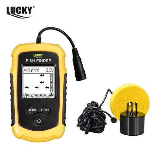 LUCKY FF1108-1 Buscador de peces portátil Pesca en hielo Sonar Sonda Alarma Transductor Buscador de peces 0,7-100 m Sonda de eco de pesca