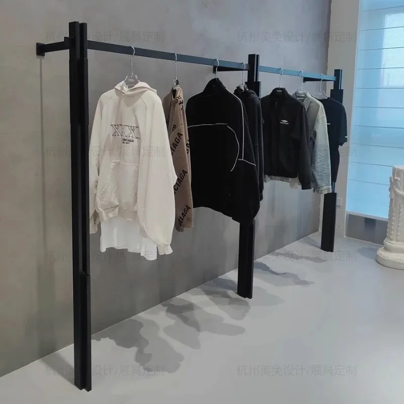 

Clothing store display rack on wall stainless steel clothes bar
