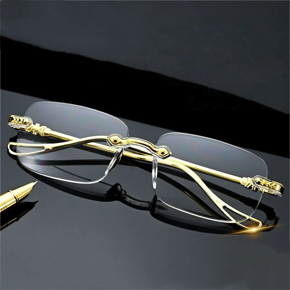 High-grade Presbyopes Anti-blue Light HD Presbyopia Glasses Frameless Ultra-light Magnifying Reading Glasses for Women