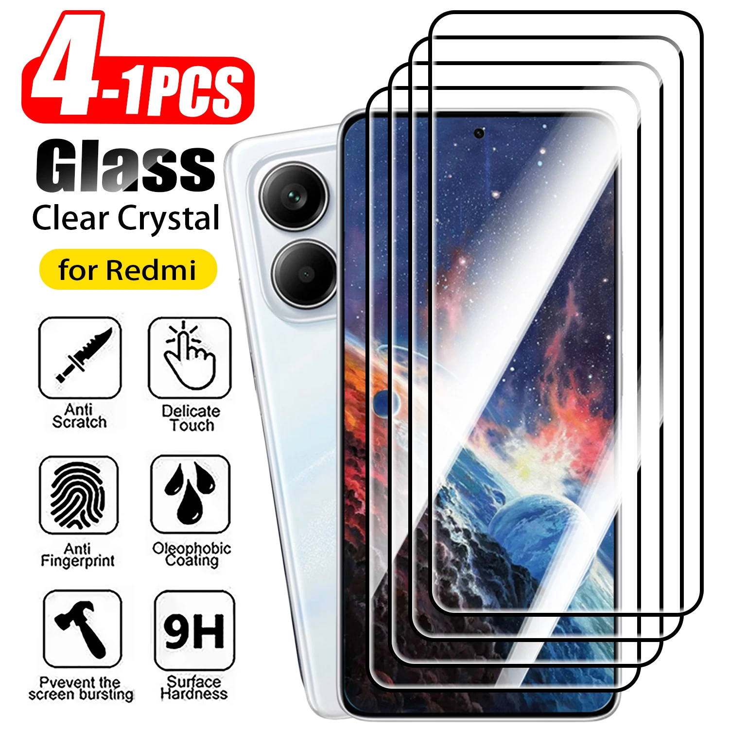4Pcs Tempered Glass For Redmi Note 15 Pro 15R Screen Protector on Xiaomi Redmi Note 14 13 4G 5G 13Pro Glass