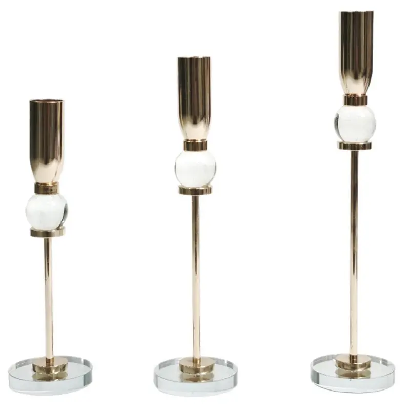 

ABRW-Elegant Glass Candlestick Holder-Transparent Modern Style For Home Decor Centerpiece