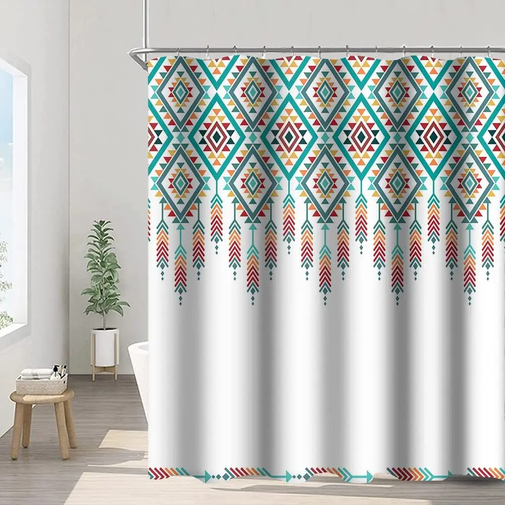 

Bohemian Mandala Exotic Shower Curtains Colorful Arrow Abstract Geometric Pattern Shower Curtain for Modern Aesthetics Decor