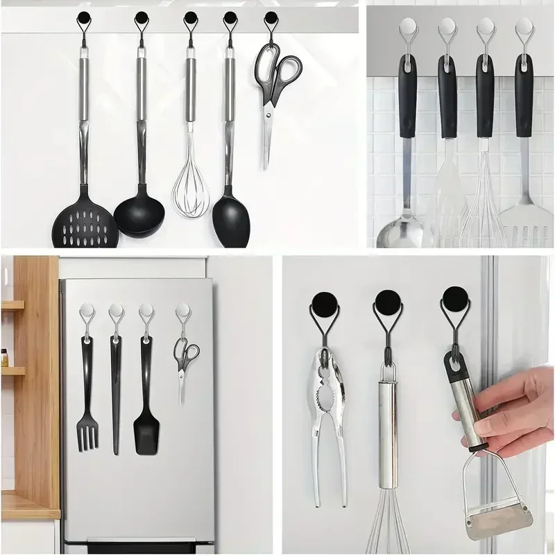 4Pcs kitchen Versatile Heavy-Duty Magnetic Hooks - 26Lbs Swivel Neodymium Magnets - Multipurpose Hanging Solutions for Home