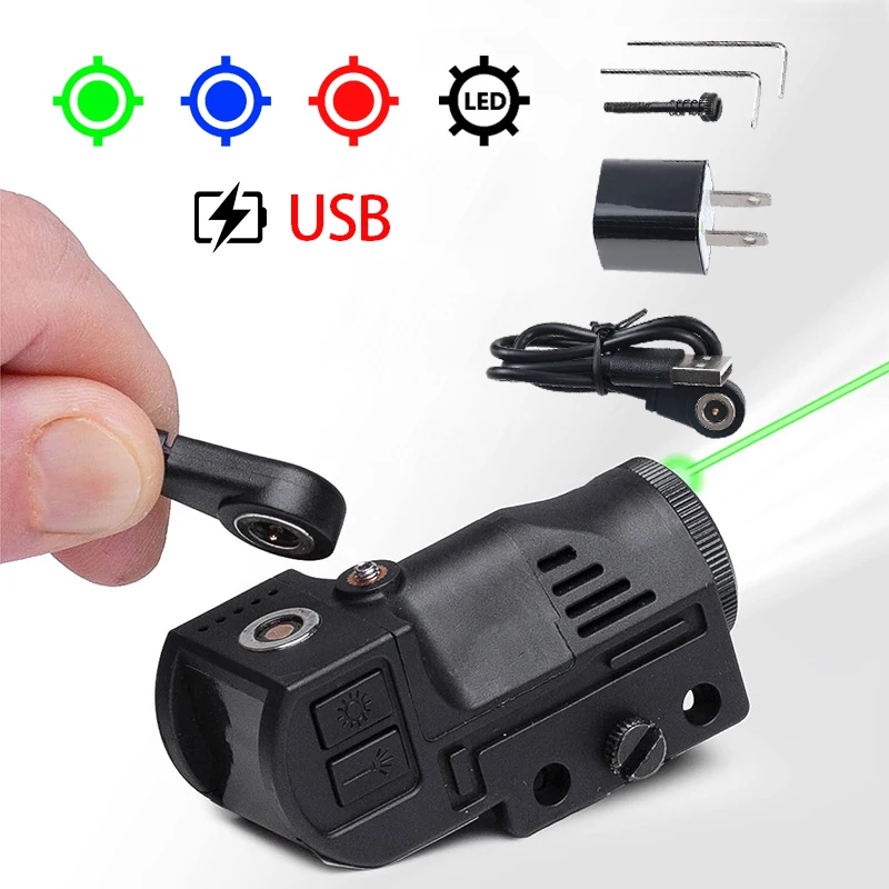 

Tactical Rechargeable Flashlight Laser Combo Pistol Torch Magnetic Charging Airsoft Glock Strobe 20mm Picatinny Rail 500 Lumens