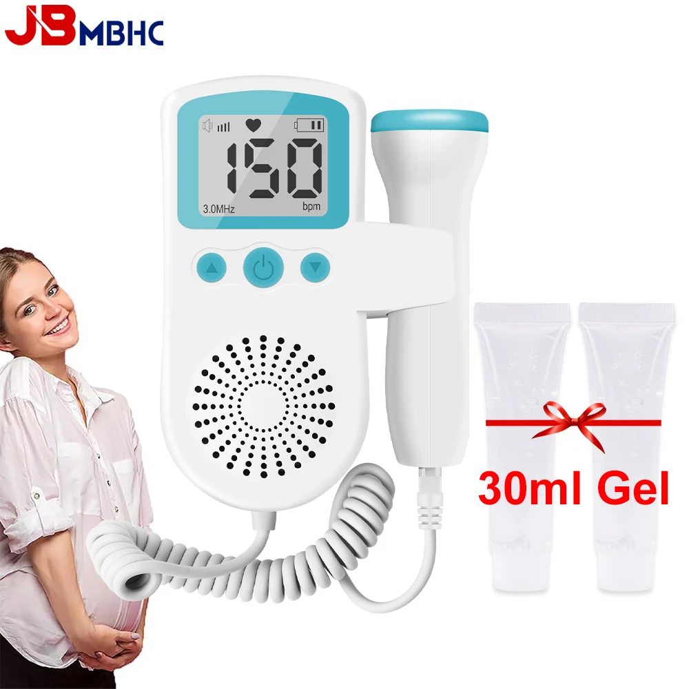 3MHz Doppler moniteur fœtal ultrasons bébé détecteur de fréquence cardiaque bébé enceinte moniteur de battement de coeur stéthoscope de battement de coeur avec Gel