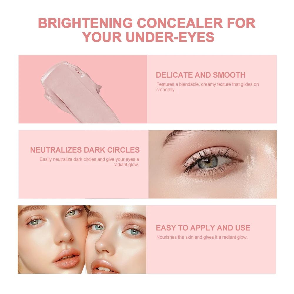 Hydraterende oogverhelderende concealer en contourcrème-volledige dekking Langdurige corrigerende oogconcealer voor een perfecte look make-up