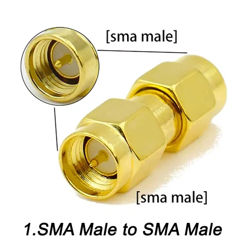 Imagen 2 del producto Conector SMA macho a SMA macho, adaptador coaxial RF RP SMA macho, convertidor recto, latón chapado en oro de 50ohm