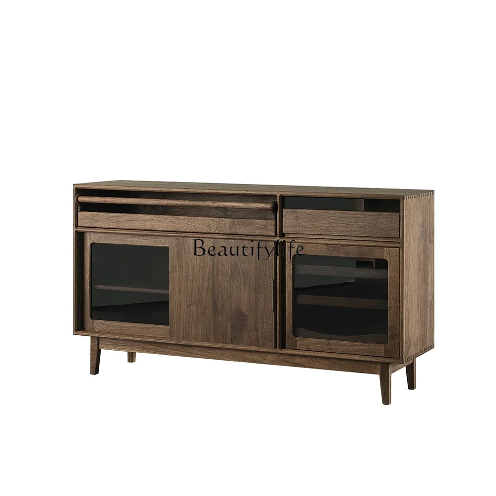 

FG40Nordic Black Walnut Solid Wood Cabinet Storage Simple Storage Multi-Functional Tea Cabinet