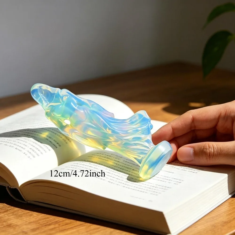 Hand Carved Natural Opalite Crystal Hooded Ghost Goddess Figurine Crystal ObsidianSculpture Energy Reiki Home Decorations Gift