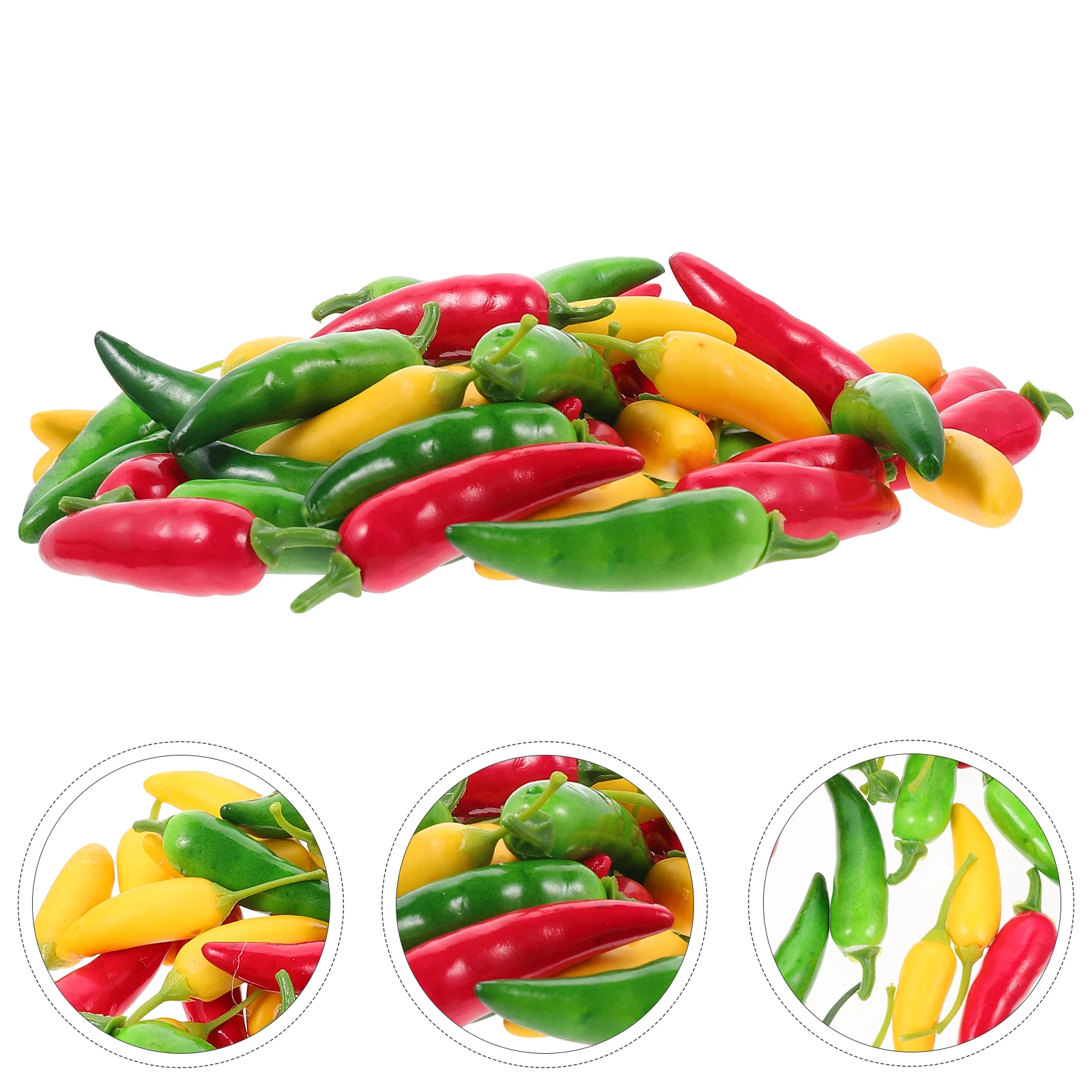 

60Pcs Artificial Peppers Simulation Vegetable Models Realistic False Hot Peppers for Decoration Fake Vegetable Pepper